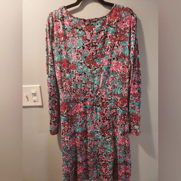 Paraphrase Floral Long Sleeve Faux Wrap Dress in Size XL Extra Large - Picture 5 of 10